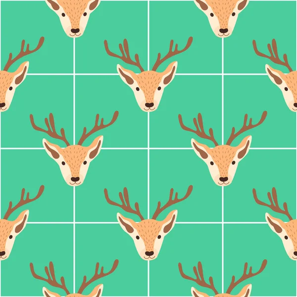 Seamless Christmas pattern with deer. Vector illustration — Stock Vector