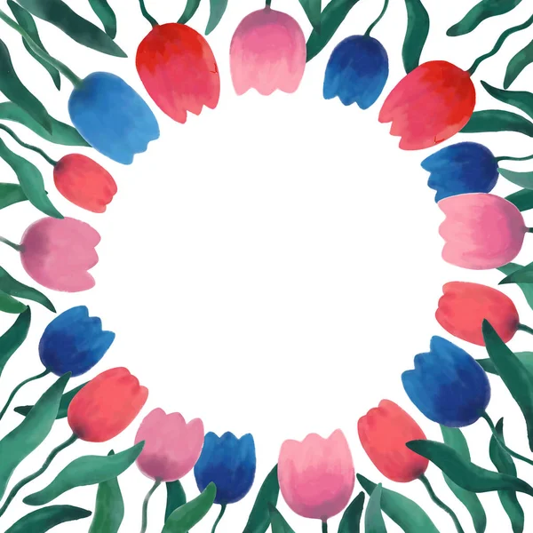 Marco redondo hecho de flores — Archivo Imágenes Vectoriales