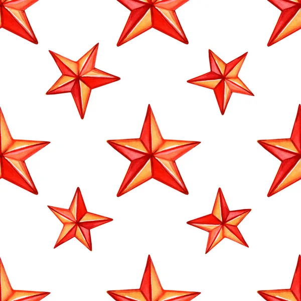 Naadloos patroon met rode sterren. Kerstvakantie patroon — Stockfoto