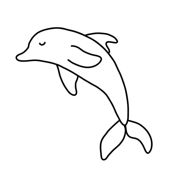 Delfin.Ilustración vectorial en el estilo de un garabato — Archivo Imágenes Vectoriales