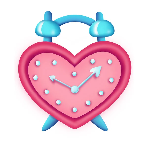 Kalp şeklinde çalar saat. Sevgililer Günü için tasarım. — Stok fotoğraf