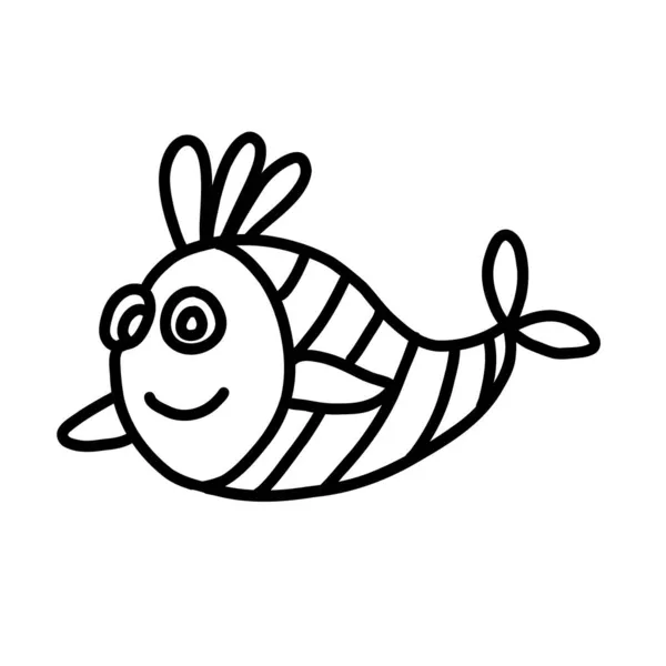 Söt fisk. Vektor illustration i stil med en klotter — Stock vektor