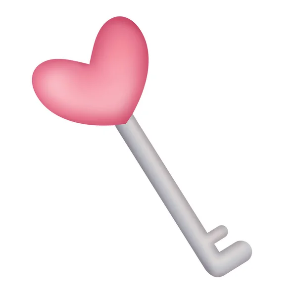 Metallnyckel med rosa hjärta — Stockfoto