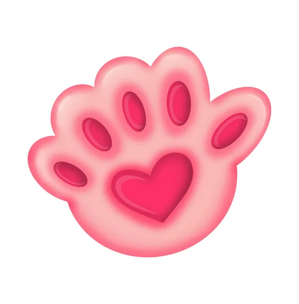 Różowa łapa zwierzęcia z sercem — Zdjęcie stockowe