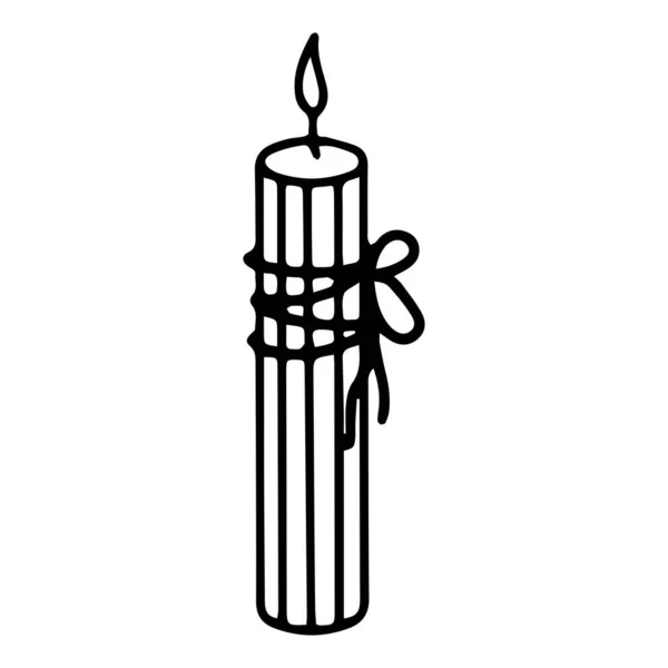 Brennende Kerze. Handgezeichnete Vektorillustration im Doodle-Stil — Stockvektor