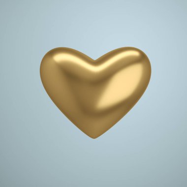 Parlak altın kalbin 3 boyutlu çizimi 