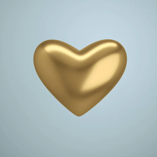 3D ilustracja błyszczącego złotego serca — Zdjęcie stockowe