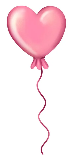 Rosafarbener Luftballon in Herzform — Stockfoto