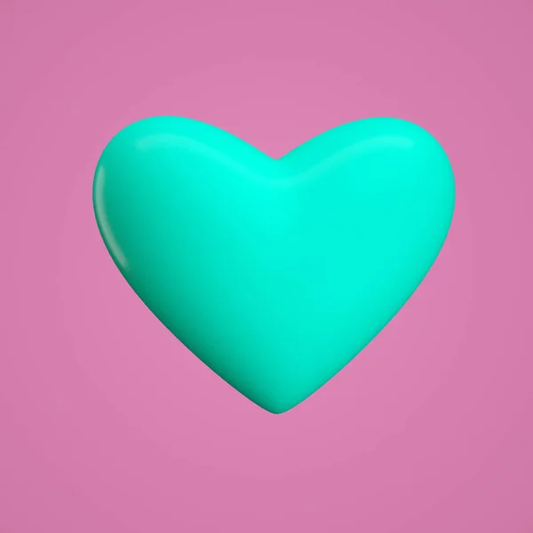 Yeşil kalbin 3 boyutlu çizimi — Stok fotoğraf