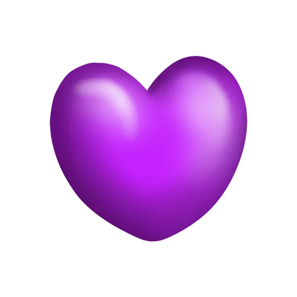 Violettes Herz auf weißem Hintergrund. Valentinstag-Design — Stockfoto