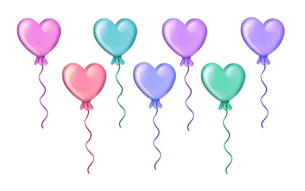 Set of heart shaped air balloons — Stock Photo, Image