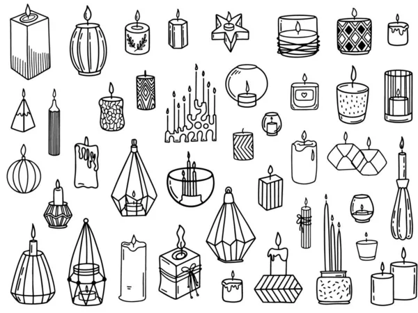 Conjunto de ícones de doodle de castiçais variados — Fotografia de Stock