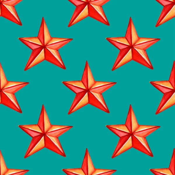 Zökkenőmentes minta vörös csillagokkal. Karácsonyi ünnepi minta — Stock Fotó