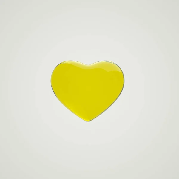 Ilustração 3D do coração amarelo de vidro — Fotografia de Stock