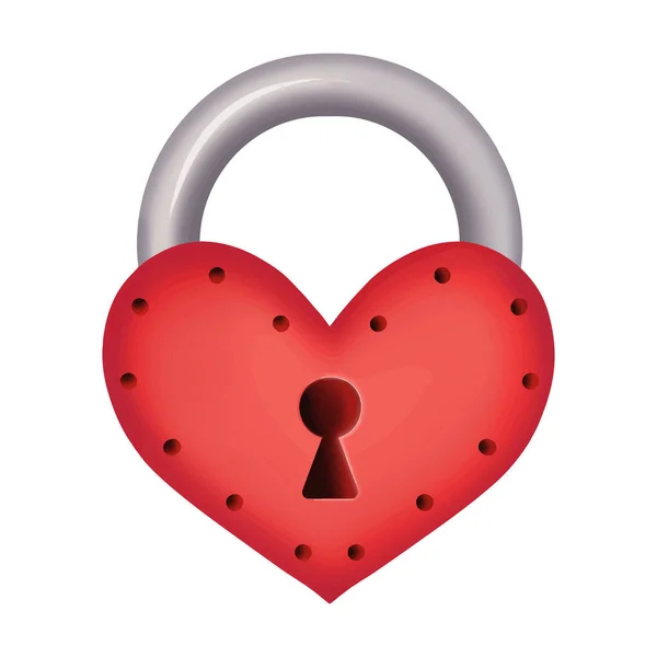 Red heart-shaped lock. Design for Valentines Day. Vector illustration — Stock Vector