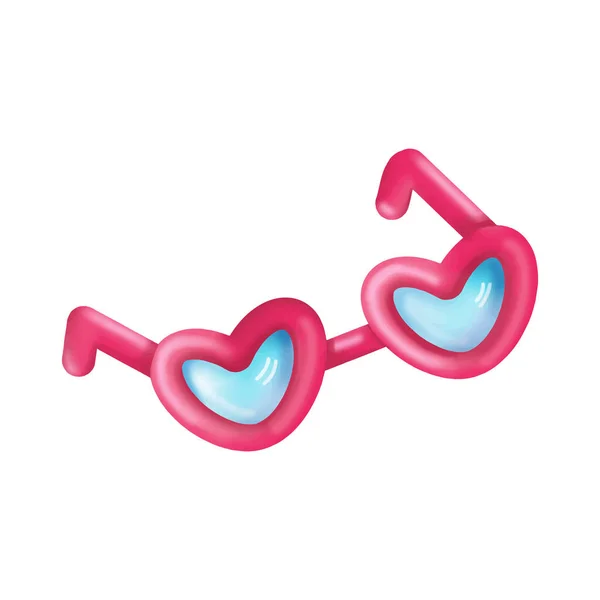 Enkla rosa hjärtformade glasögon — Stock vektor