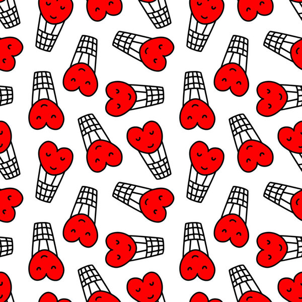 Seamless pattern with heart-shaped balloons. vector illustration