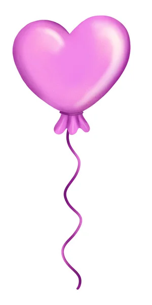 Pink balloon in the shape of a heart — Stock Photo, Image