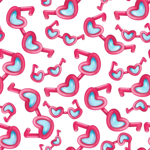 Seamless pattern of Simple pink heart shaped glasses — Stockfoto
