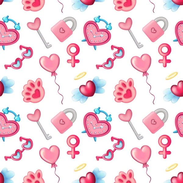 Pinkfarbenes nahtloses Muster zum Valentinstag — Stockfoto