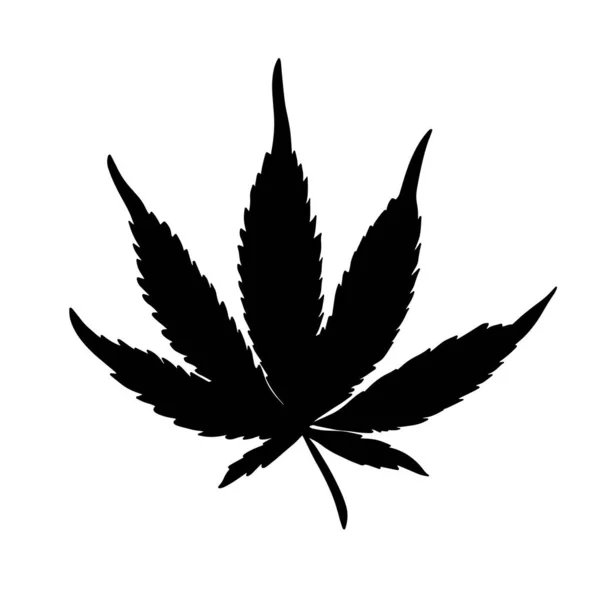 Black cannabis leaf. Silhouette of cannabis — Stock vektor