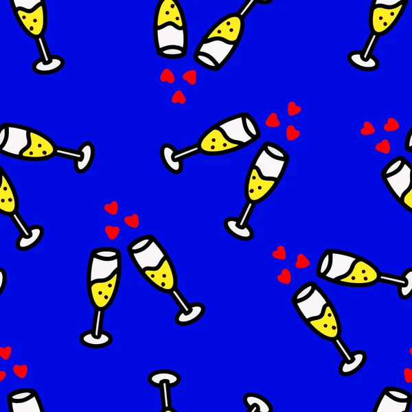 Patrón con copas de champán.Ilustración vectorial — Vector de stock