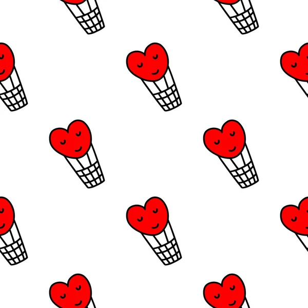 Padrão sem costura com balões em forma de coração. Ilustração vetorial —  Vetores de Stock