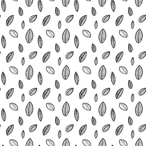 Modèle scandinave, papier numérique noir et blanc, .Leaves et motif de fleurs — Image vectorielle