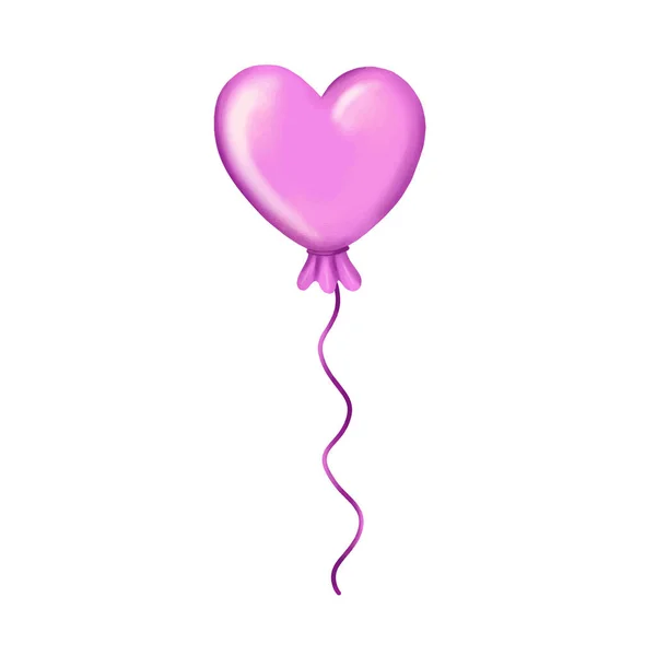 Pink balloon in the shape of a heart. Vector illustration — Stock Vector