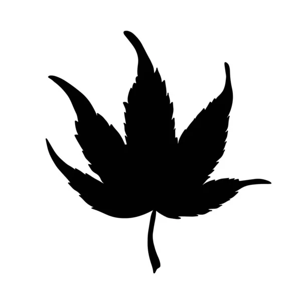 Zwart cannabisblad. Silhouet van cannabis — Stockvector