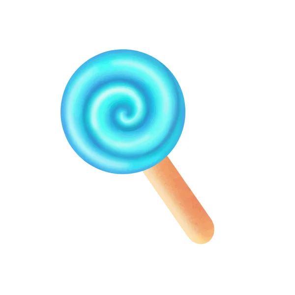 Bright blue lollipop on stick. Vector illustration — стоковый вектор
