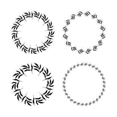 Bir dizi dairesel botanik çerçeve. Vektör İllüstrasyonu 
