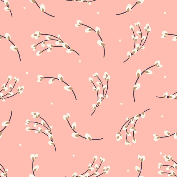 Background with Willow twigs. seamless pattern of Willow twigs. Easter pattern —  Fotos de Stock