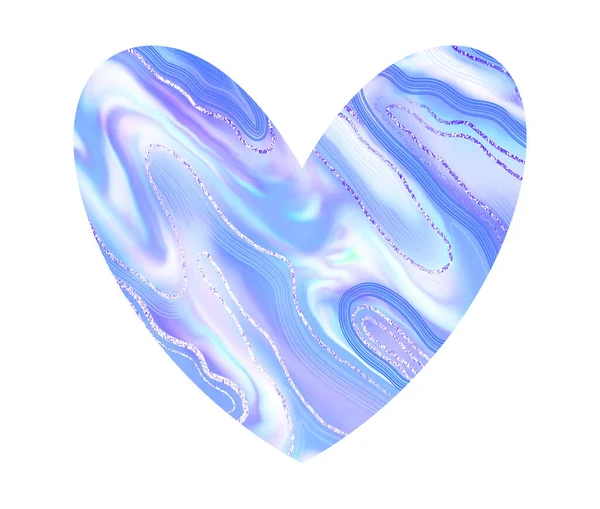 Niebieski błyszczące marmurowe serce.Design na Walentynki — Zdjęcie stockowe