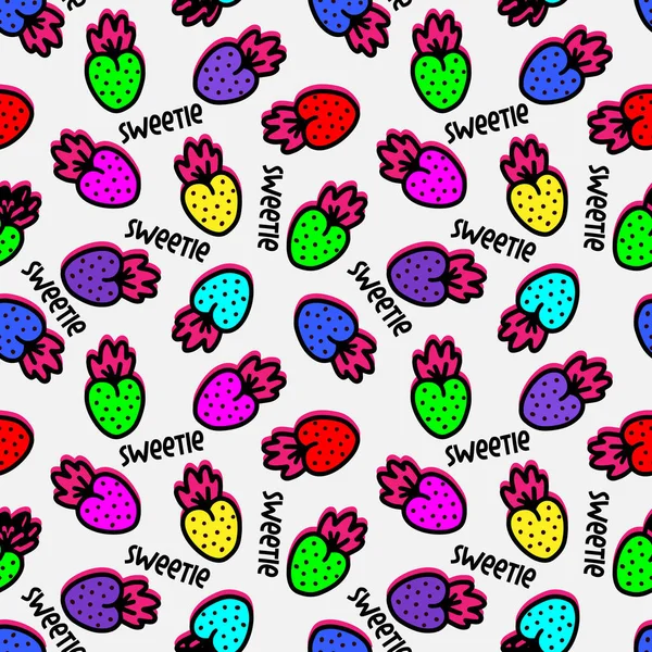 Seamless neon background with multicolored berries. Vector illustration — Vettoriale Stock