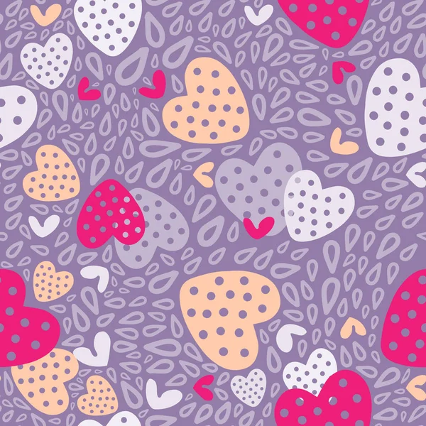 Romantic pattern with hearts and doodles — Archivo Imágenes Vectoriales