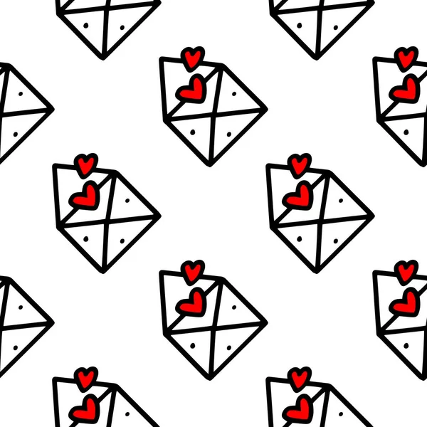 ロマンチックなメッセージの封筒のシームレスなパターン — ストックベクタ