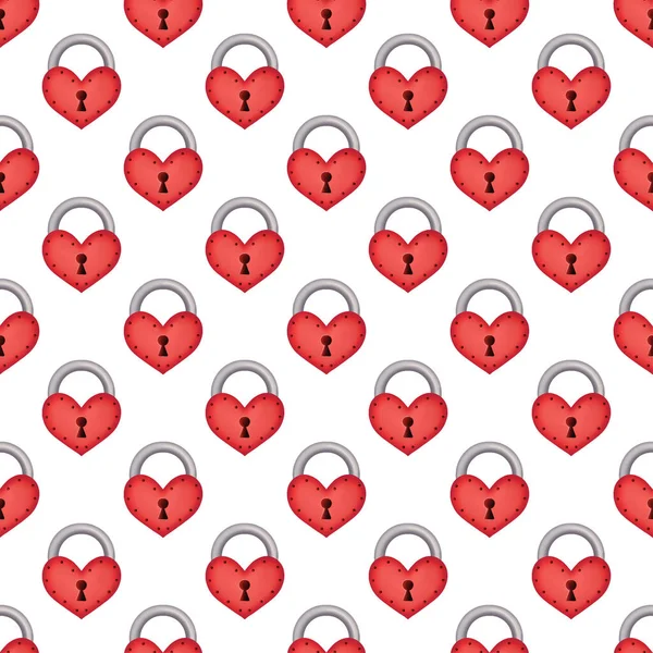 Zökkenőmentes minta piros zárak szívvel — Stock Fotó