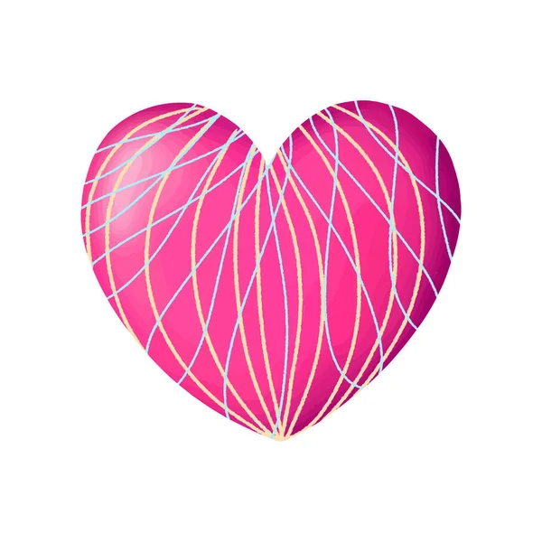 Coração rosa sobre um fundo branco. Projeto Dia dos Namorados. Ilustração vetorial —  Vetores de Stock