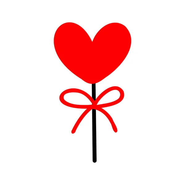 Candy on a stick in the shape of a heart. Romantic icon for Valentines Day — Wektor stockowy