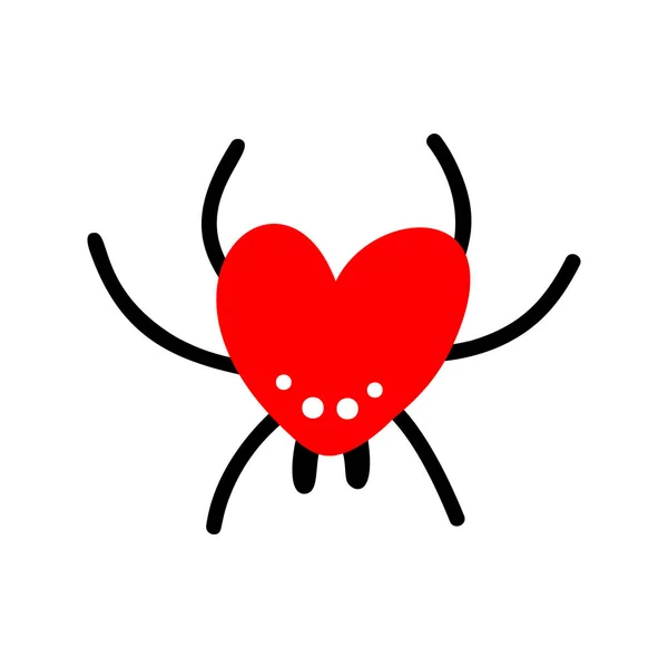 心形蜘蛛。情人节的矢量图标 — 图库矢量图片