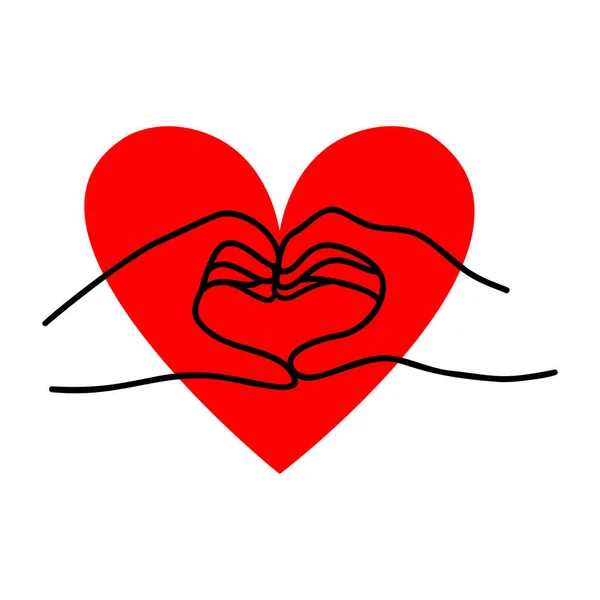 Heart in the shape of hands. Valentines Day Design — стоковый вектор