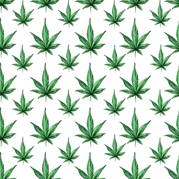 Seamless pattern of cannabis leaves.Ganja pattern — Stockfoto