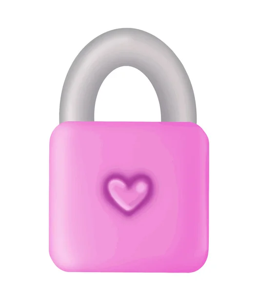 ピンクのハートロック。バレンタインデーのデザイン。ベクターイラスト — ストックベクタ