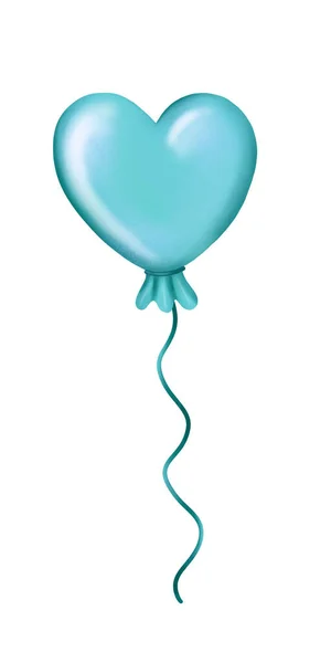 Blue balloon in the shape of a heart — Stock Photo, Image