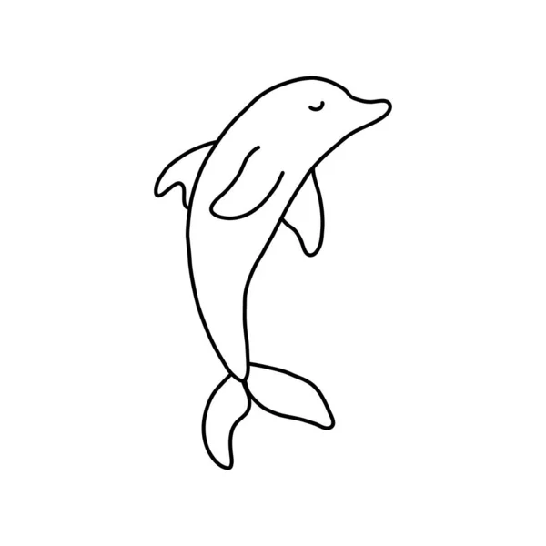 Delfin.Ilustración vectorial en el estilo de un garabato — Archivo Imágenes Vectoriales