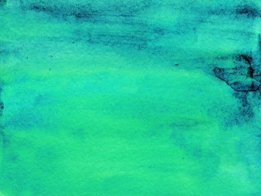 Blue-green watercolor background with spots, dots, blurred circles