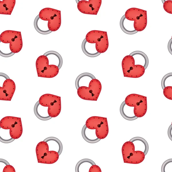 Seamless pattern of red locks with hearts — Foto Stock