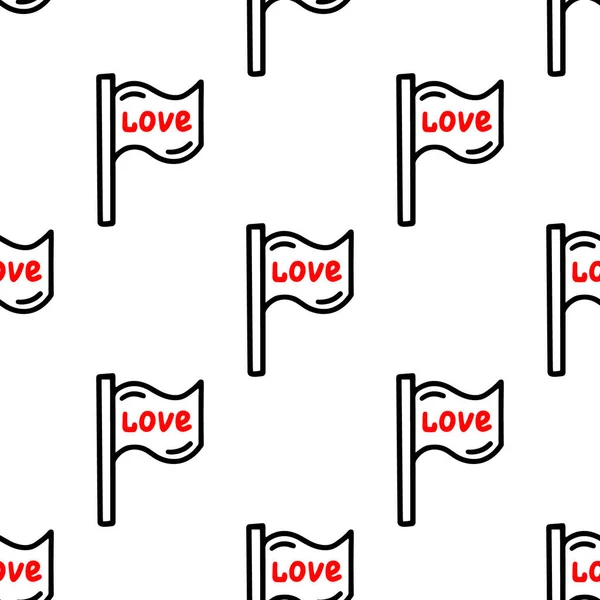 Naadloos patroon met een vlag met de inscriptie liefde — Stockvector