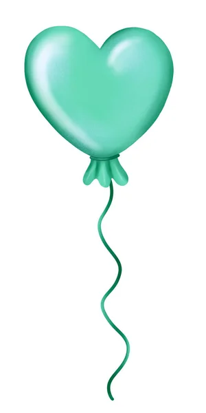 Balão verde em forma de coração — Fotografia de Stock